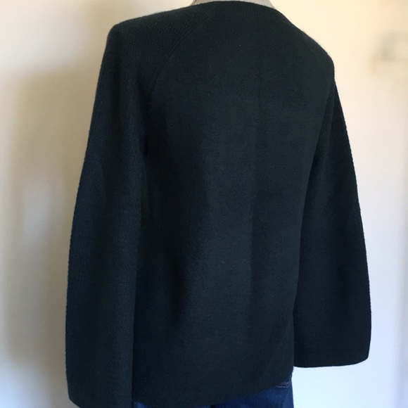 LOFT Textured Knit Deep Forest Green Bell Sleeve Pullover Sweater, size XS 🌲♥️ - Picture 7 of 12
